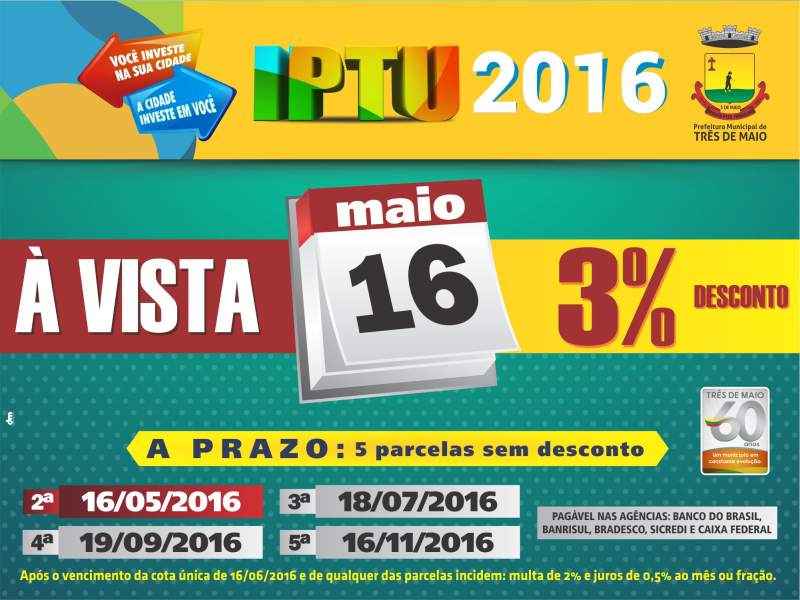 PARCELA DO IPTU COM 3% DE DESCONTO SE ENCERRA NA PRÓXIMA SEMANA
